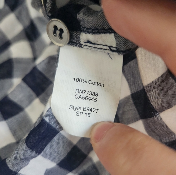 J. Crew blue and white checkered gingham button-up shirt in size Petite XS - Picture 3 of 4